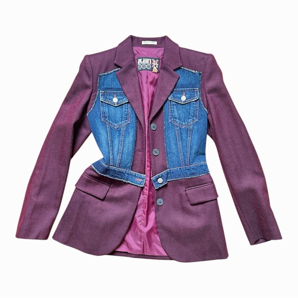 Jean Paul Gaultier Plum Blazer with Blue Denim Paneling